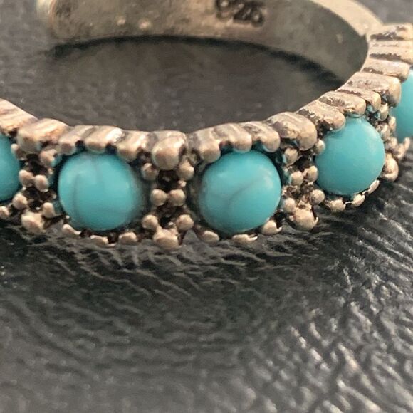 Western Hopi Navajo Style Faux Turquoise & Sterling Silver 925 Hoop Earrings NEW - Picture 7 of 12